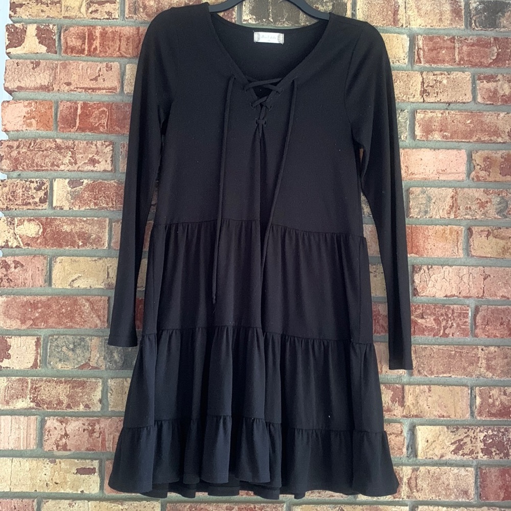 Altar’d State Black Tie Front, layered bottom dress